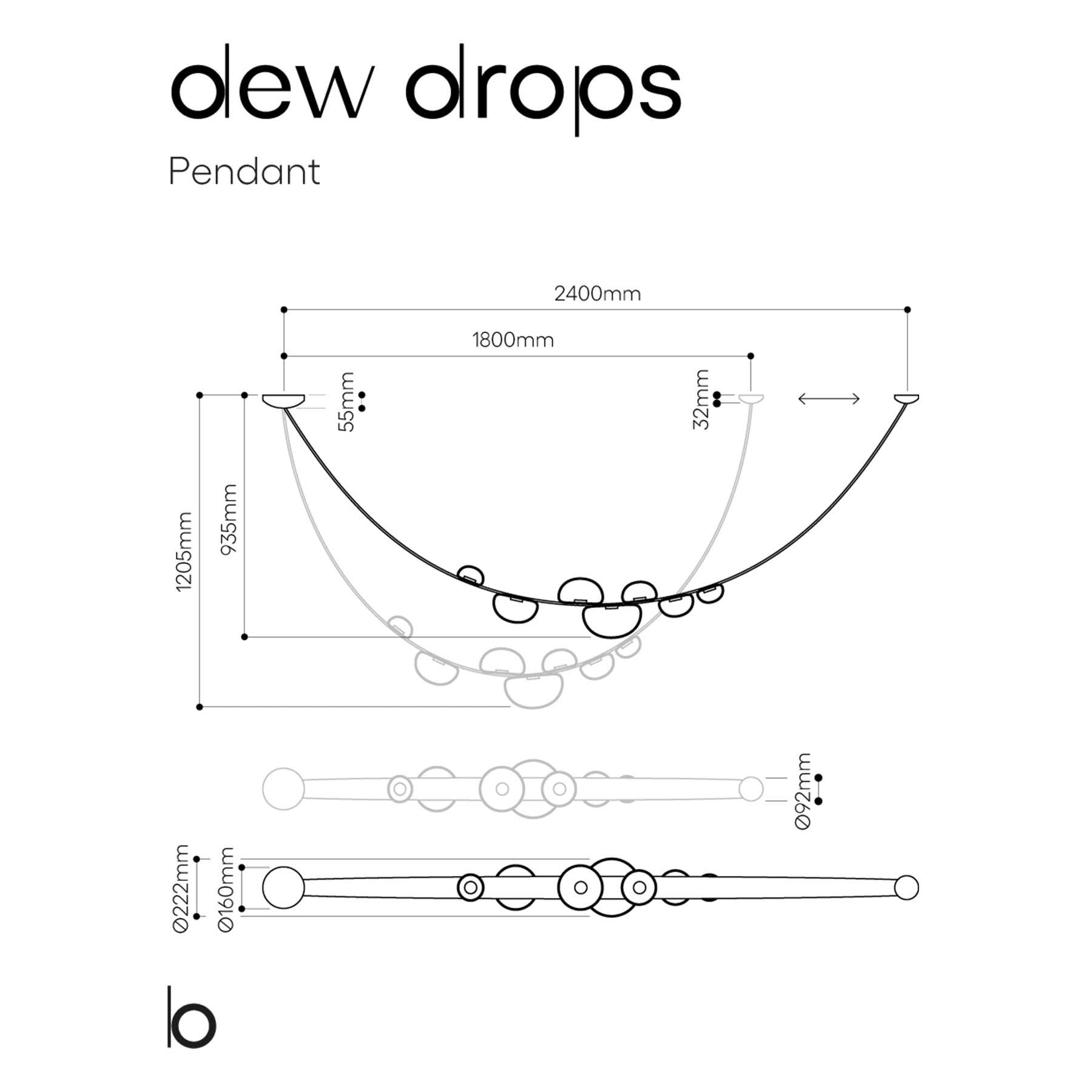 Bomma Dew Drops LED skleněné závěsné svítidlo