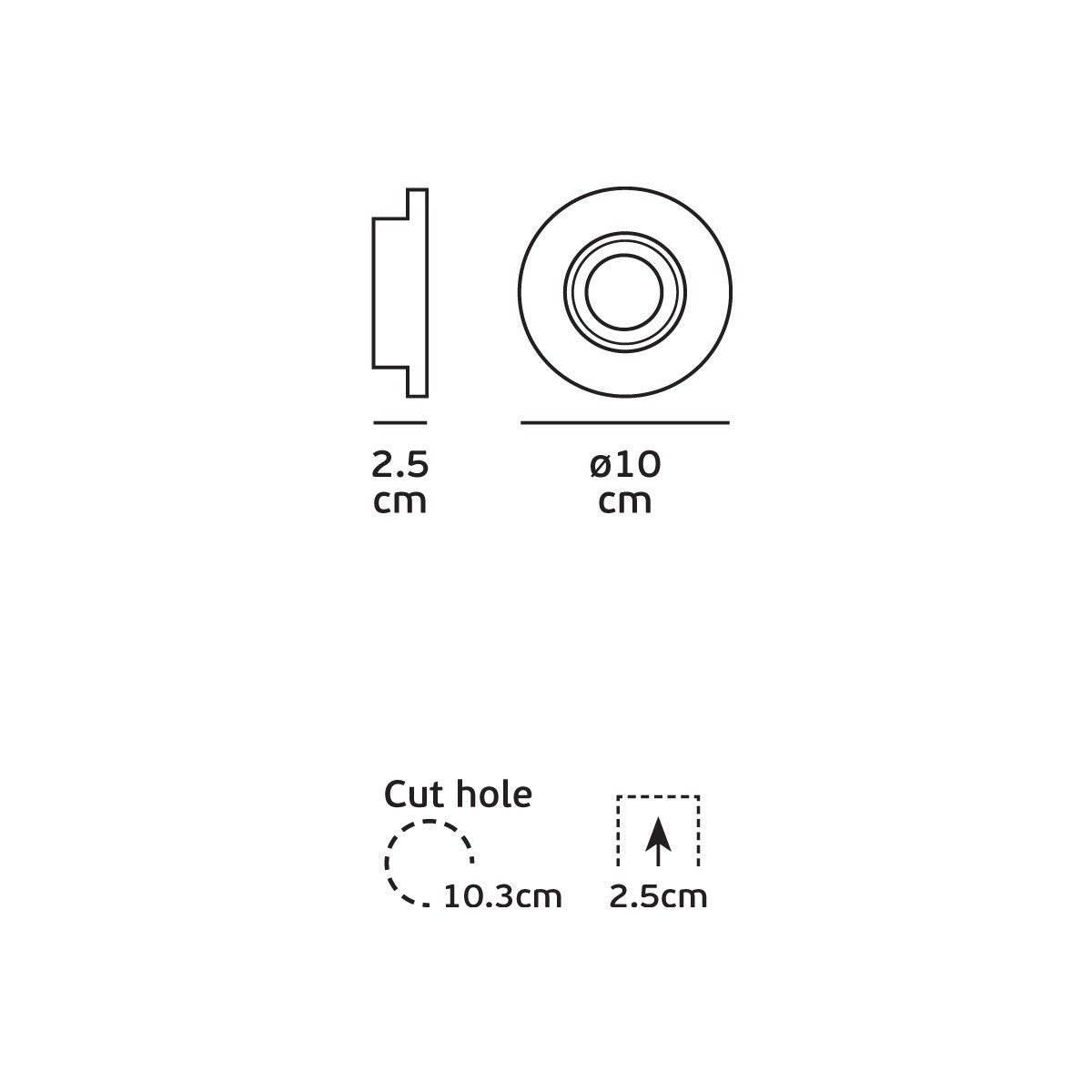 VK Light Downlight, okrogla vgradna svetilka iz mavca z navojem GU10