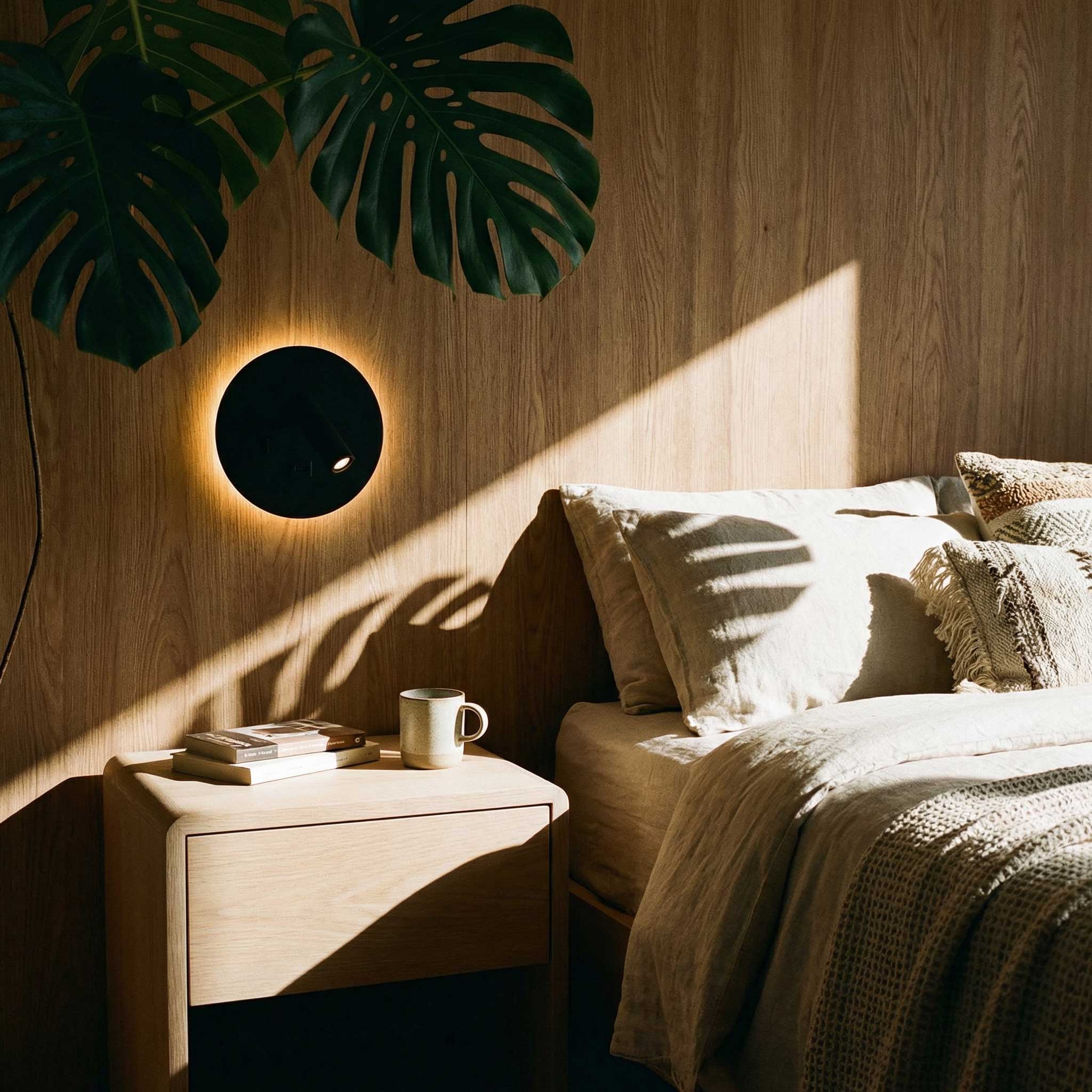 Ambientna stenska svetilka LED za branje z okroglim priključkom USB