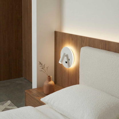 Ambientna stenska svetilka LED za branje z okroglim priključkom USB