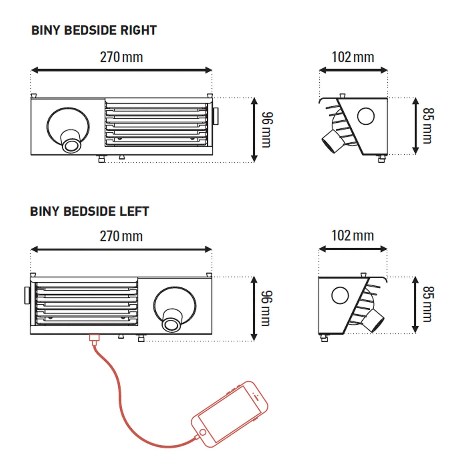 DCW éditions Biny LED stenska svetilka za posteljo