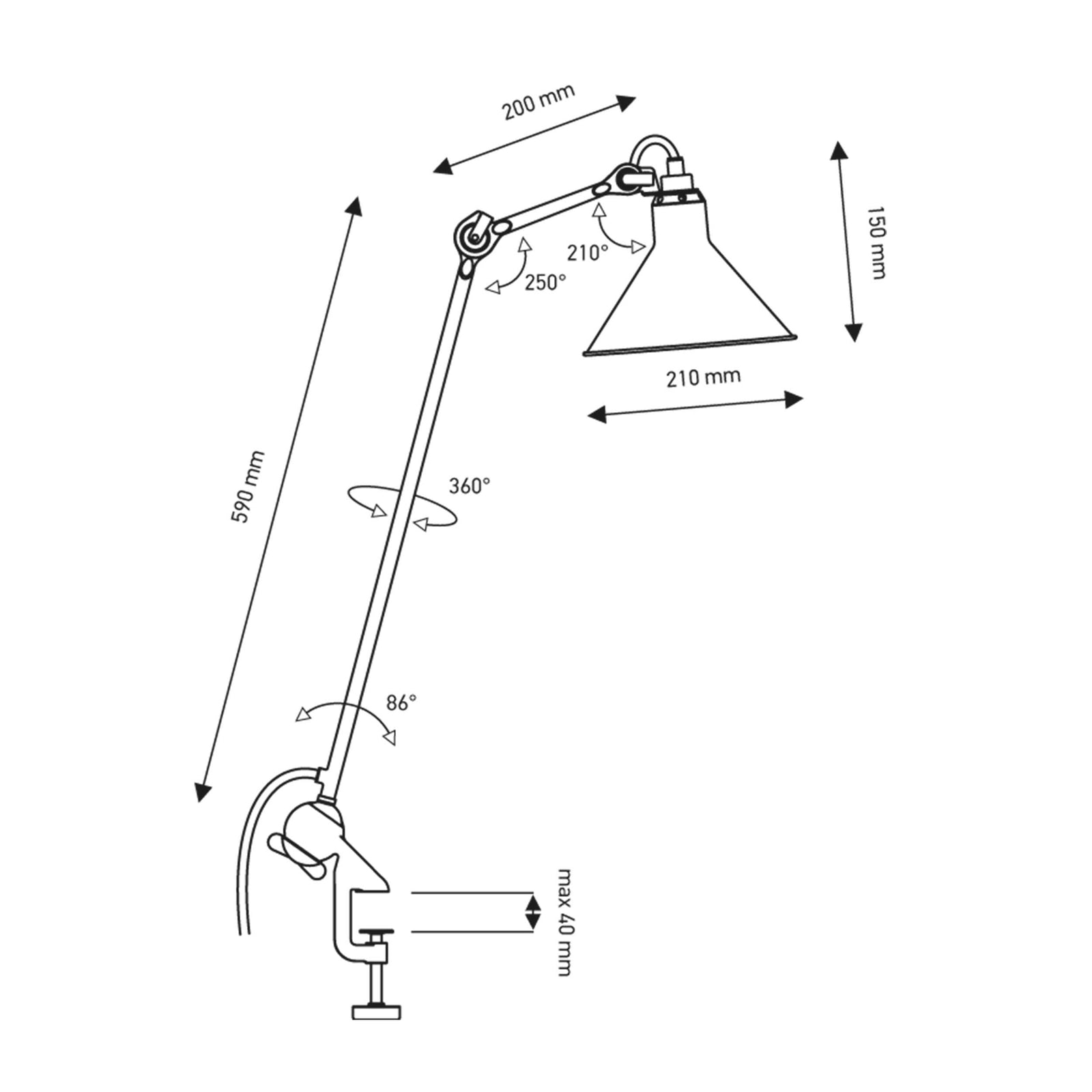 DCW éditions Lampe Gras N°201 E14 namizna svetilka s sponko