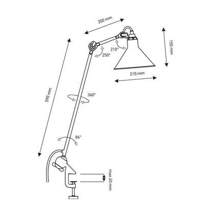 DCW éditions Lampe Gras N°201 E14 namizna svetilka s sponko