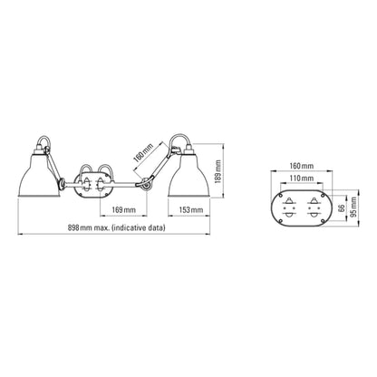DCW éditions Lampe Gras N°204 E27 dvojna kopalniška svetilka IP44