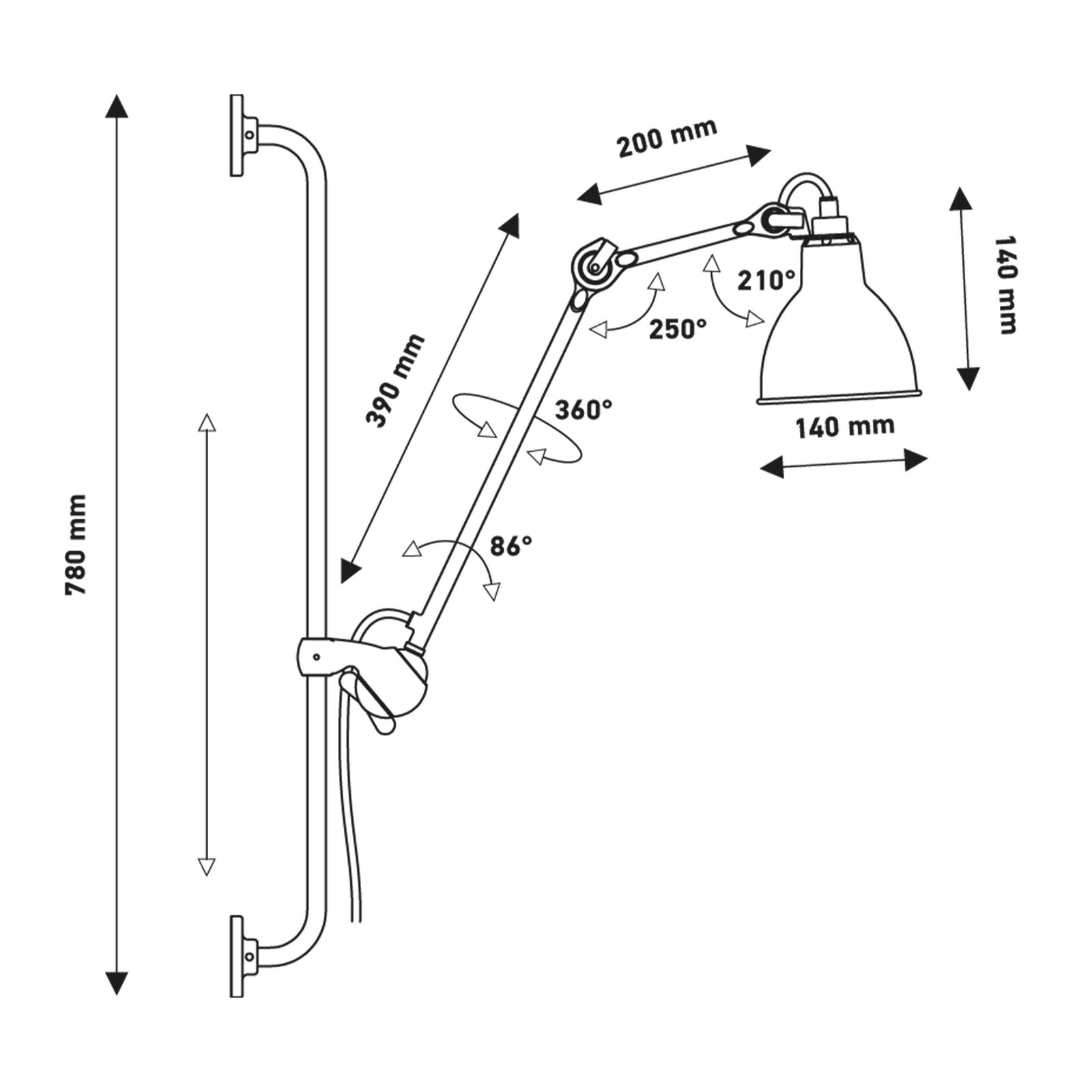 DCW éditions Lampe Gras N°210 E14 stenska svetilka s stikalom