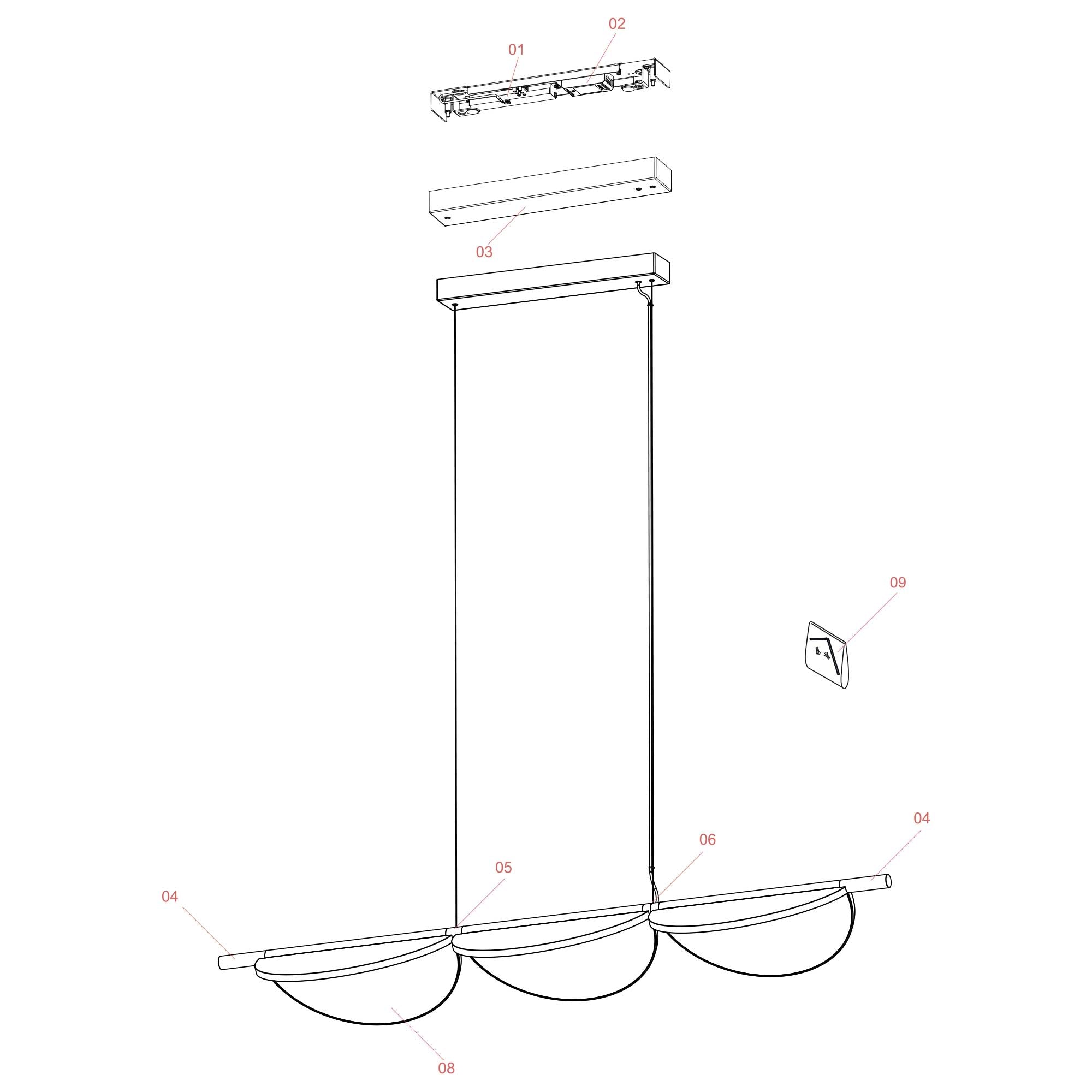 Flos Almendra LED lineární závěsné svítidlo