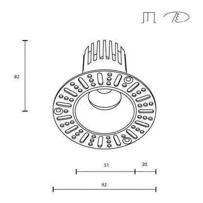 Maytoni downlight Dip LED 50° vgradna okrogla svetilka, bela