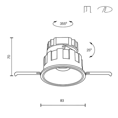 Maytoni downlight Wise LED 36° vgradna okrogla svetilka