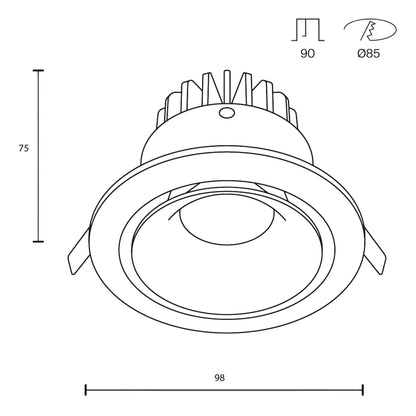Maytoni downlight Yin LED 12W 60° vgradna okrogla svetilka