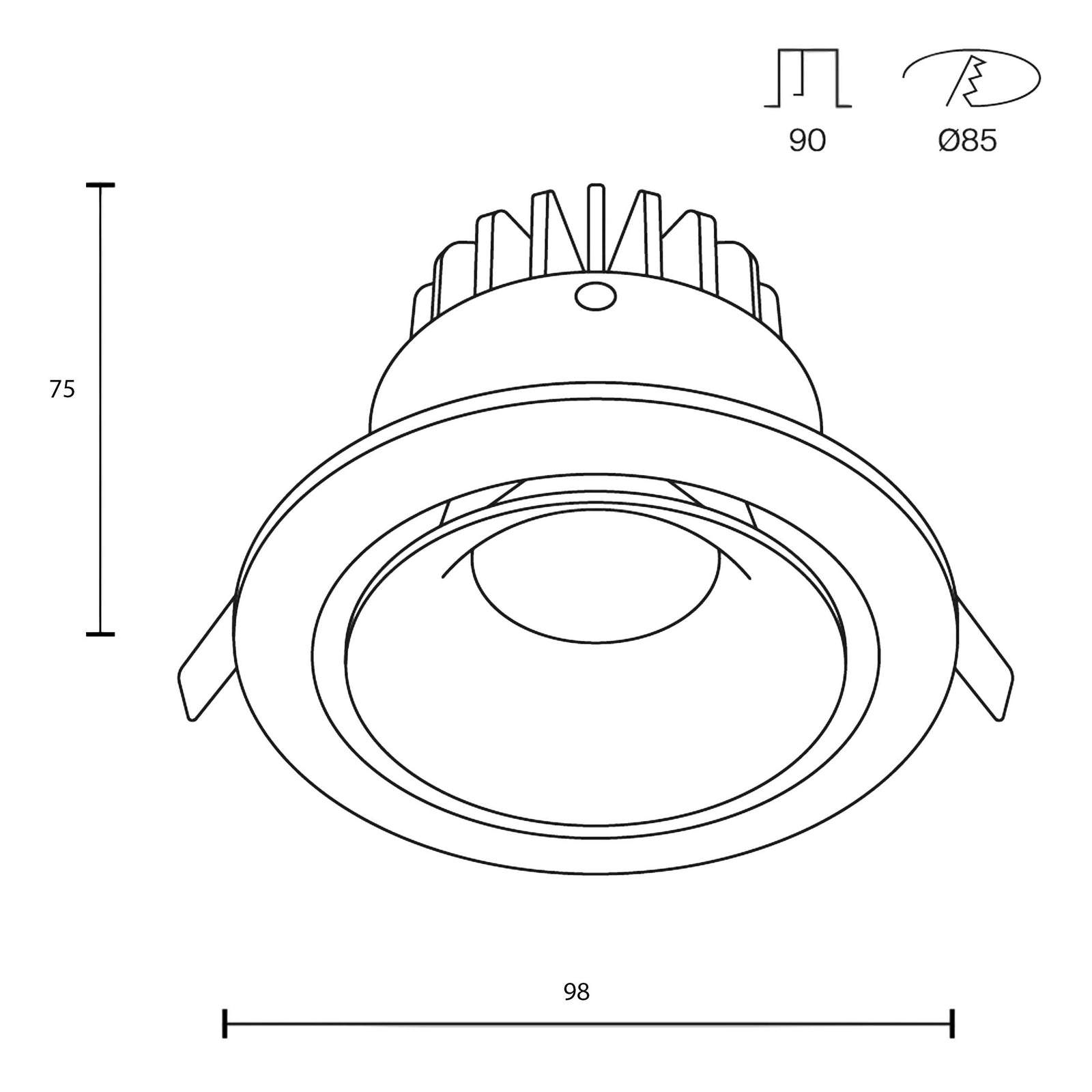 Maytoni downlight Yin LED 12W 60° vgradna okrogla svetilka