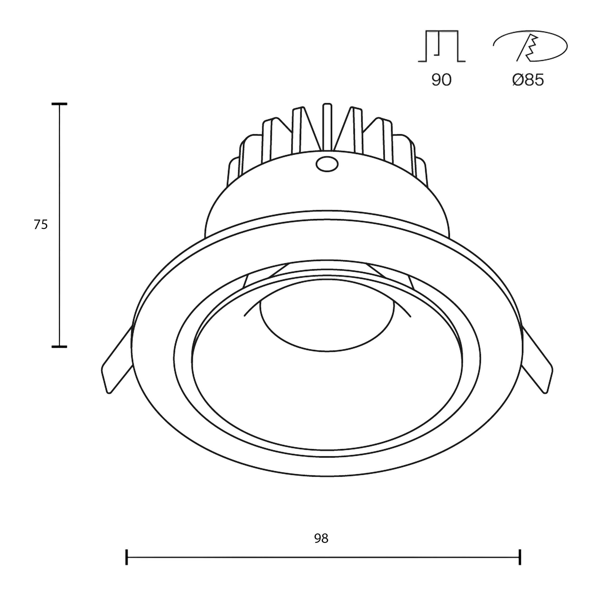 Maytoni downlight Yin LED 12W 60° vgradna okrogla svetilka