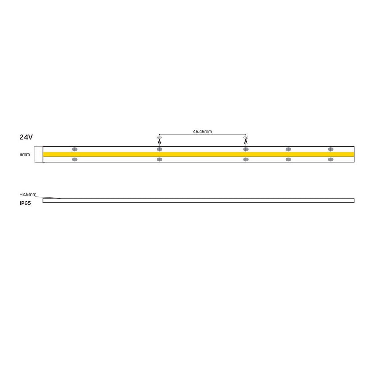 LED COB trak 24 V, CRI 90, IP65, 3000 K, z možnostjo zatemnitve (5 m)