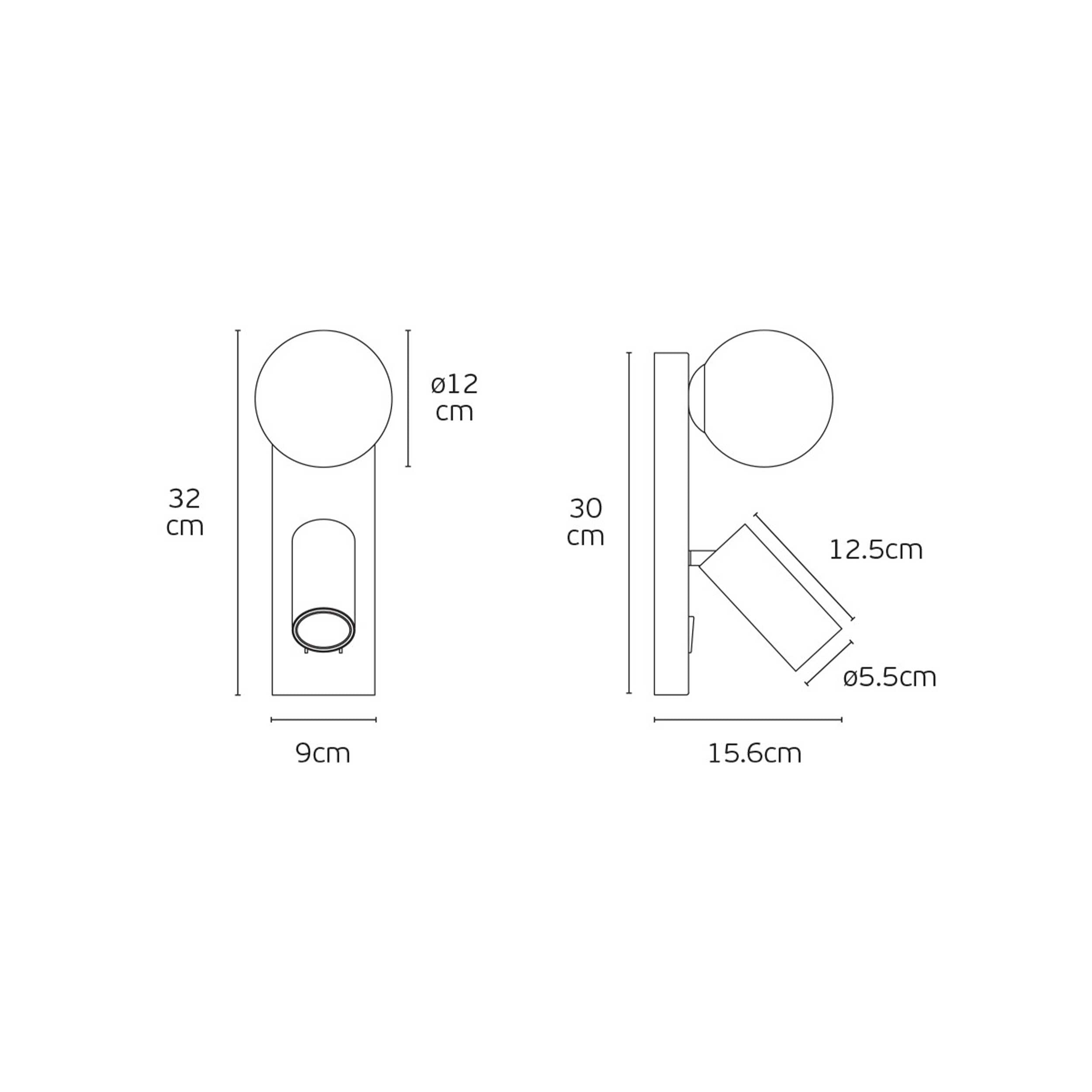 VK Light Nero G9+GU10 stenska svetilka ob postelji