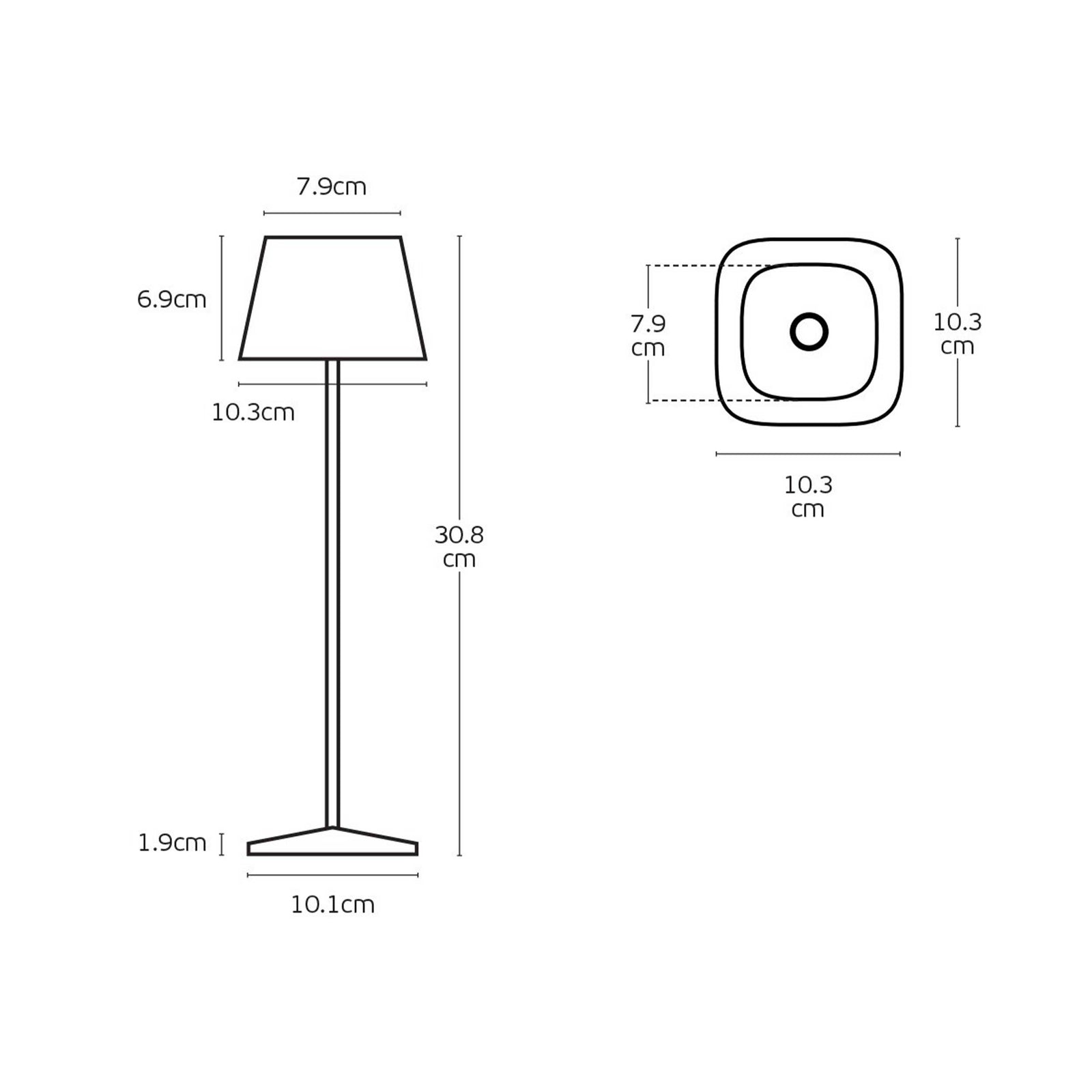 VK Light Opos LED prenosna namizna svetilka IP65 kvadratna