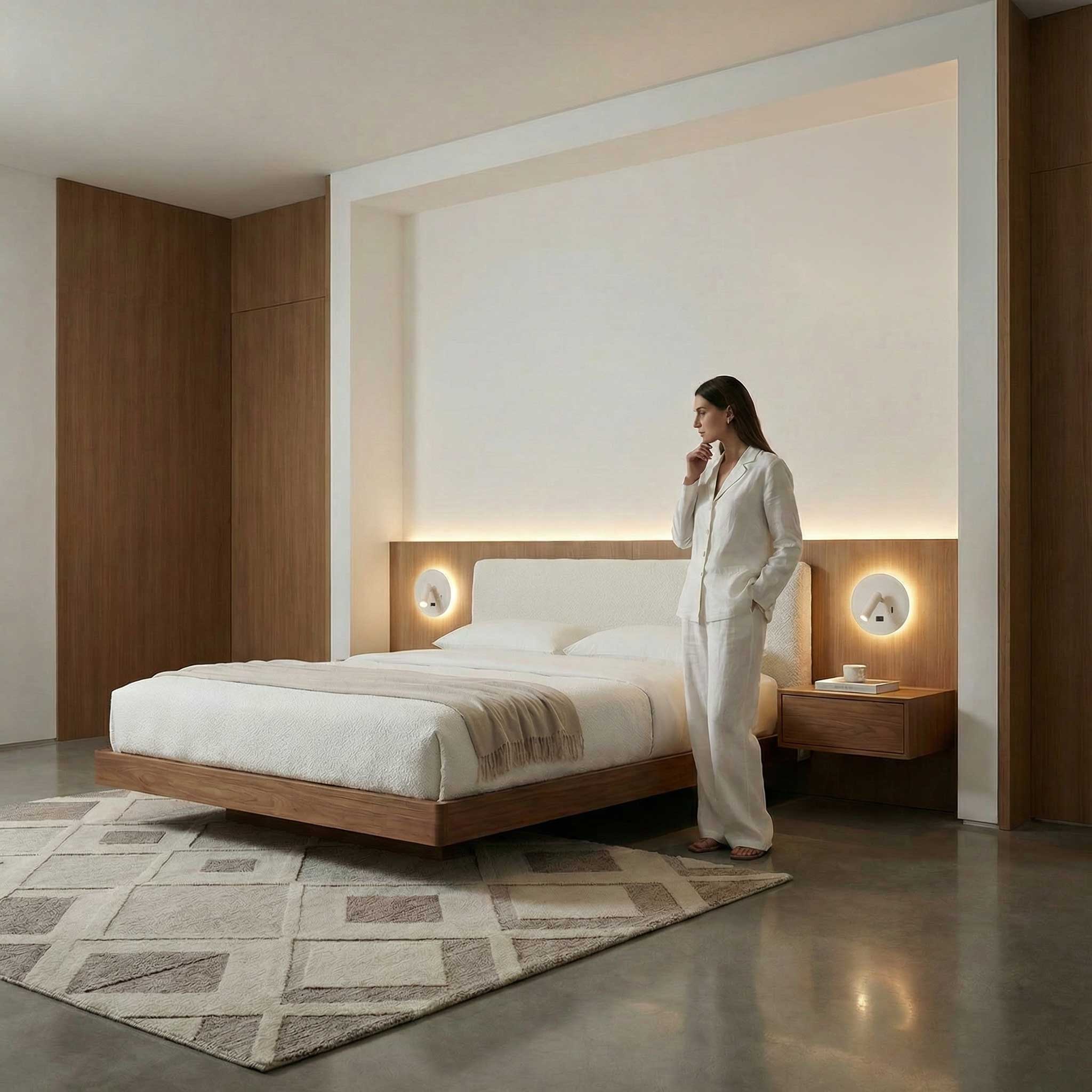 Ambientna stenska svetilka LED za branje z okroglim priključkom USB