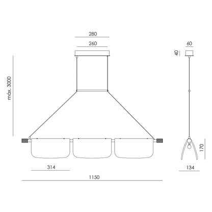 Aromas Lida Trio LED viseča svetilka