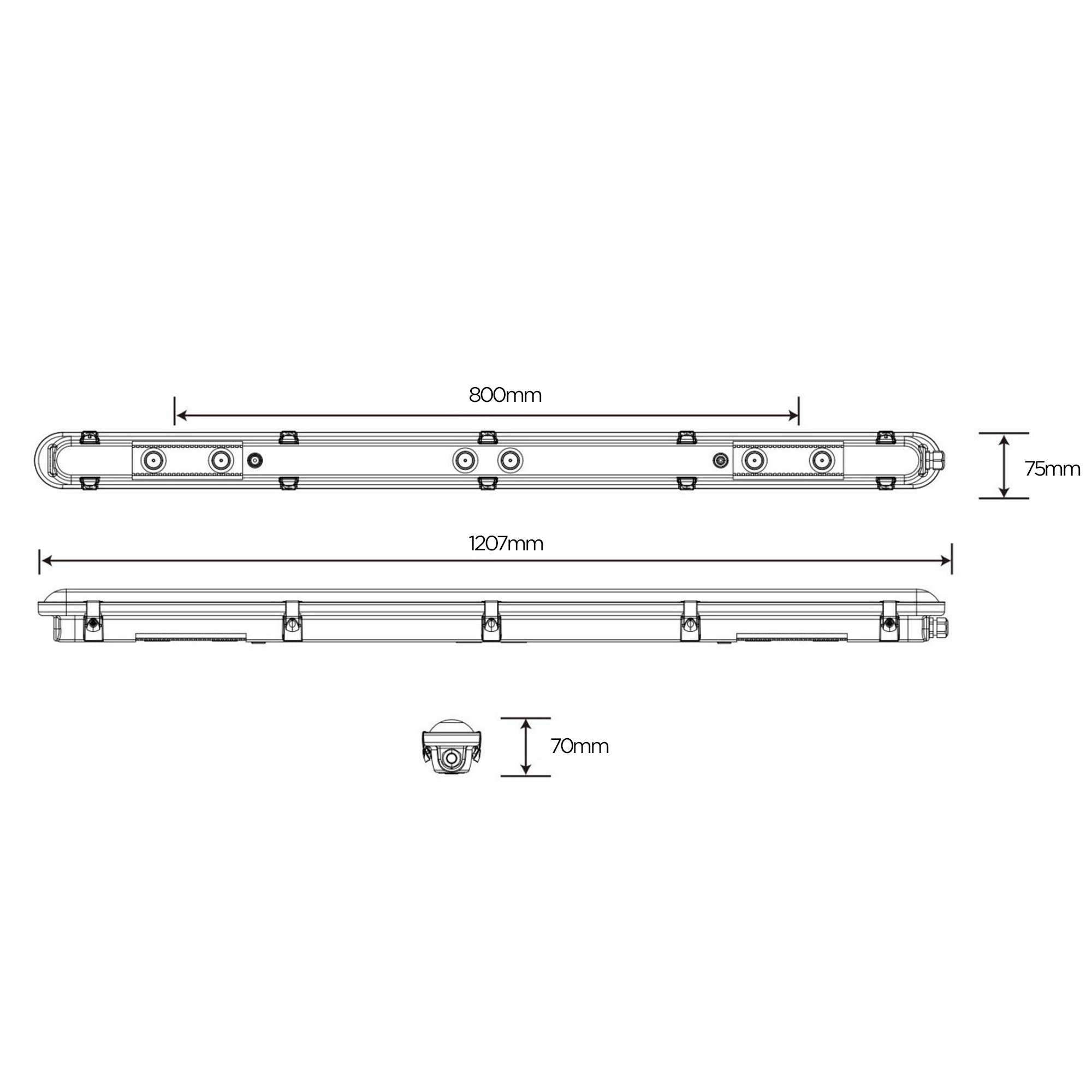 Industrijska svetilka LED, odporna na prah, 1200 mm, IP66