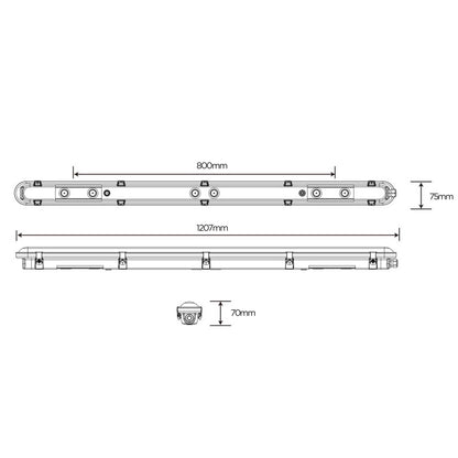 Industrijska svetilka LED, odporna na prah, 1200 mm, IP66