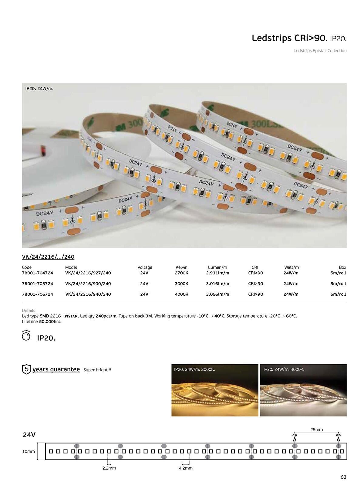 LED trak 24 V CRI90 IP20 2700 K (5 m)