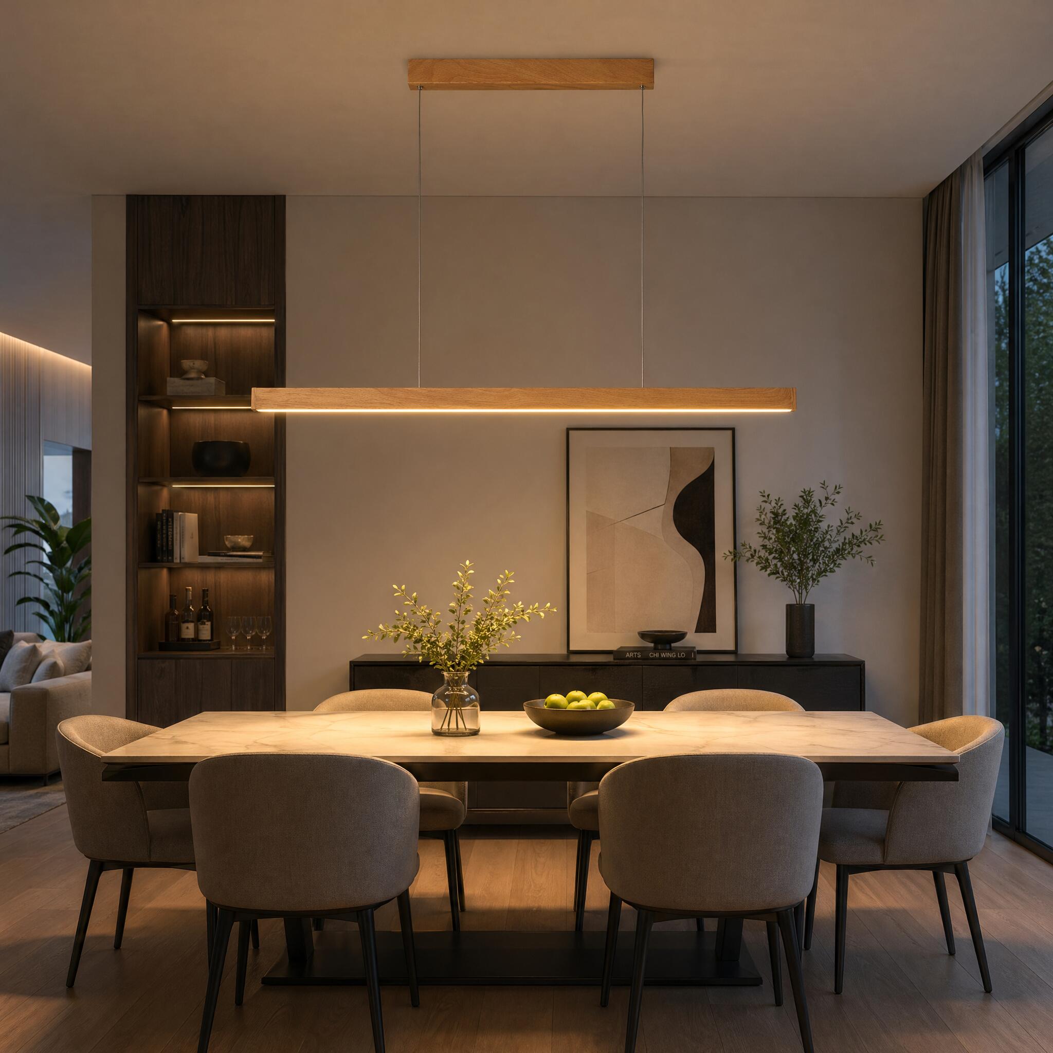 VK Light Orra LED viseča linijska lesena svetilka
