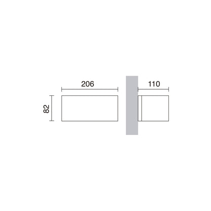 Dopo Isora up/down rectangle LED přisazené svítidlo šedé