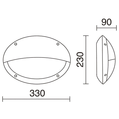 Dopo Teia oval hood E27 přisazené svítidlo šedé